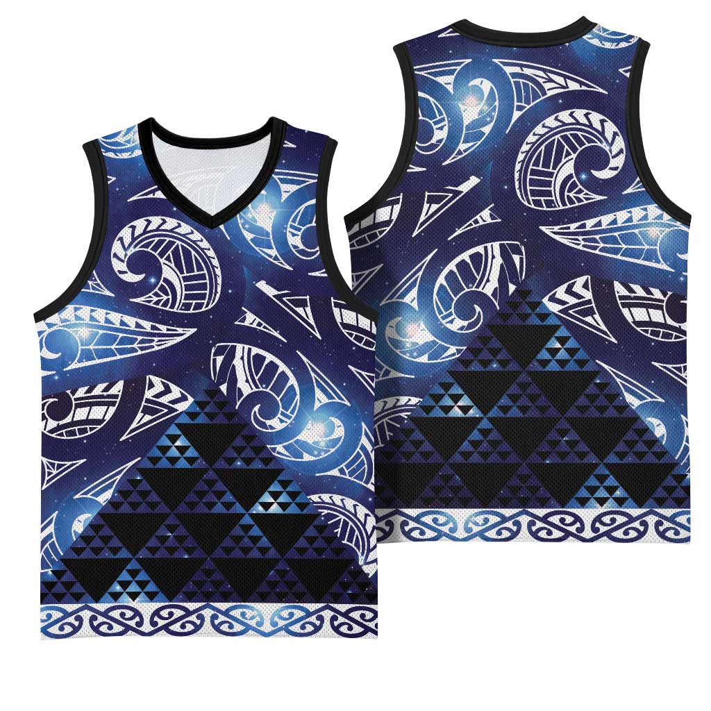 Matariki New Zealand Basketball Jersey NZ Niho Taniwha Maori New Year Blue Galaxy LT14 - Polynesian Pride