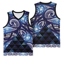 Matariki New Zealand Basketball Jersey NZ Niho Taniwha Maori New Year Blue Galaxy LT14 - Polynesian Pride