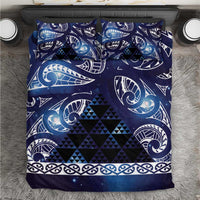Matariki New Zealand Bedding Set NZ Niho Taniwha Maori New Year Blue Galaxy