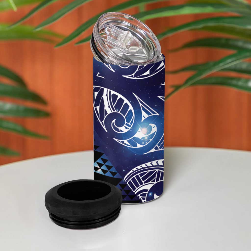 Matariki New Zealand 4 in 1 Can Cooler Tumbler NZ Niho Taniwha Maori New Year Blue Galaxy LT14 - Polynesian Pride