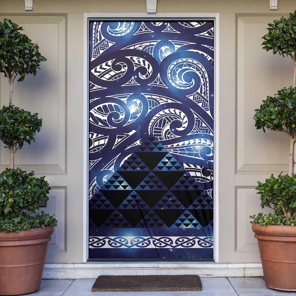Matariki New Zealand Door Cover NZ Niho Taniwha Maori New Year Blue Galaxy LT14 Blue - Polynesian Pride