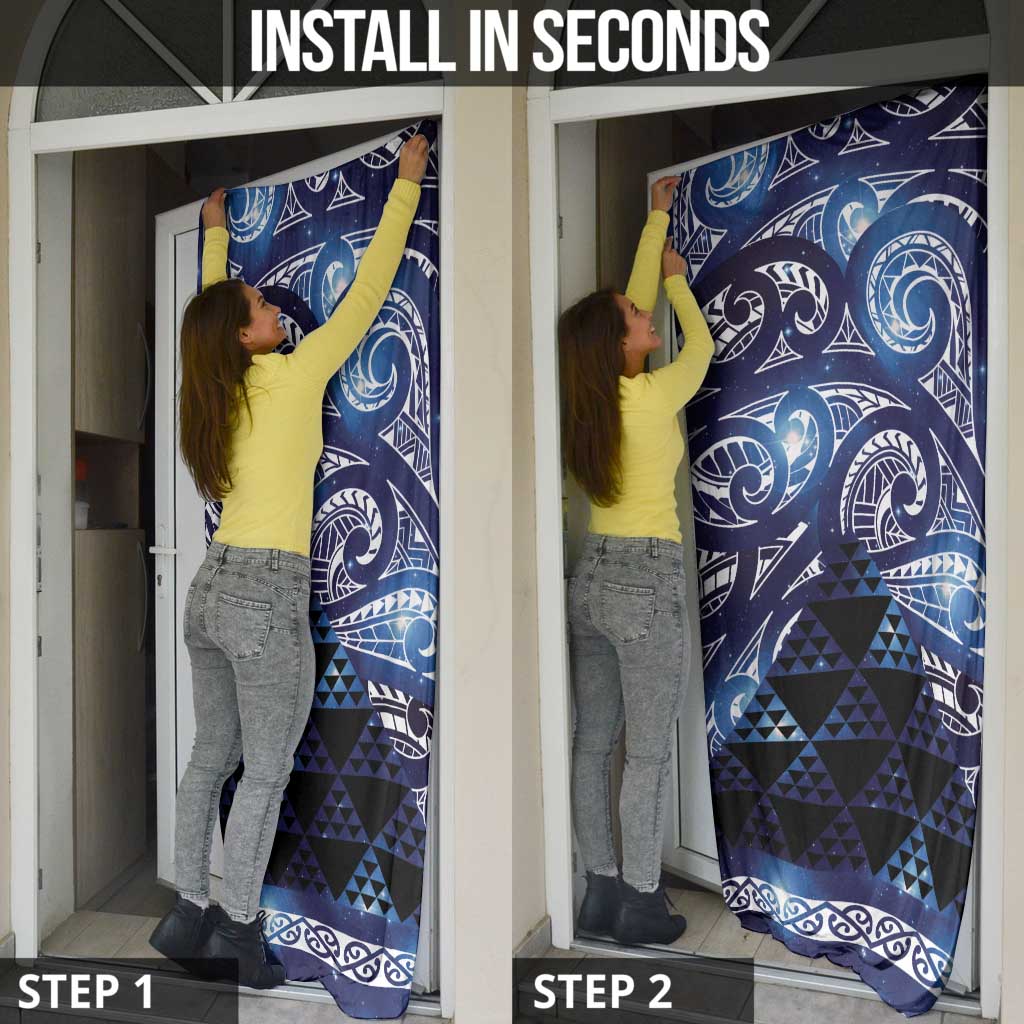Matariki New Zealand Door Cover NZ Niho Taniwha Maori New Year Blue Galaxy LT14 - Polynesian Pride