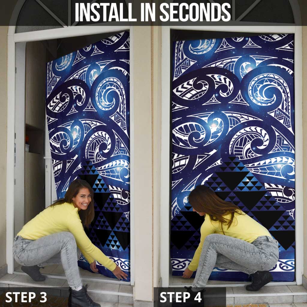 Matariki New Zealand Door Cover NZ Niho Taniwha Maori New Year Blue Galaxy LT14 - Polynesian Pride