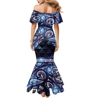 Matariki New Zealand Family Matching Mermaid Dress and Hawaiian Shirt NZ Niho Taniwha Maori New Year Blue Galaxy LT14 - Polynesian Pride