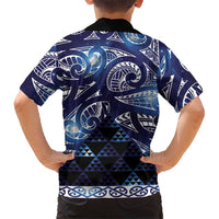 Matariki New Zealand Family Matching Puletasi and Hawaiian Shirt NZ Niho Taniwha Maori New Year Blue Galaxy LT14 - Polynesian Pride
