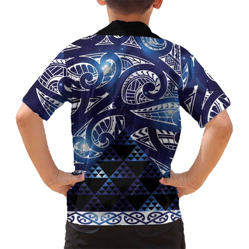 Matariki New Zealand Family Matching Summer Maxi Dress and Hawaiian Shirt NZ Niho Taniwha Maori New Year Blue Galaxy LT14 - Polynesian Pride
