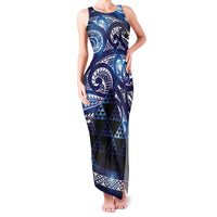 Matariki New Zealand Family Matching Tank Maxi Dress and Hawaiian Shirt NZ Niho Taniwha Maori New Year Blue Galaxy LT14 Mom's Dress Blue - Polynesian Pride