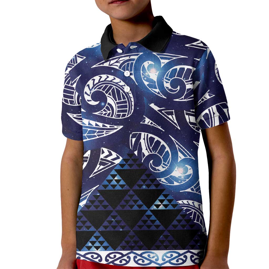 Matariki New Zealand Kid Polo Shirt NZ Niho Taniwha Maori New Year Blue Galaxy LT14 Kid Blue - Polynesian Pride