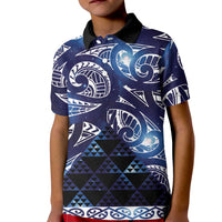 Matariki New Zealand Kid Polo Shirt NZ Niho Taniwha Maori New Year Blue Galaxy LT14 Kid Blue - Polynesian Pride