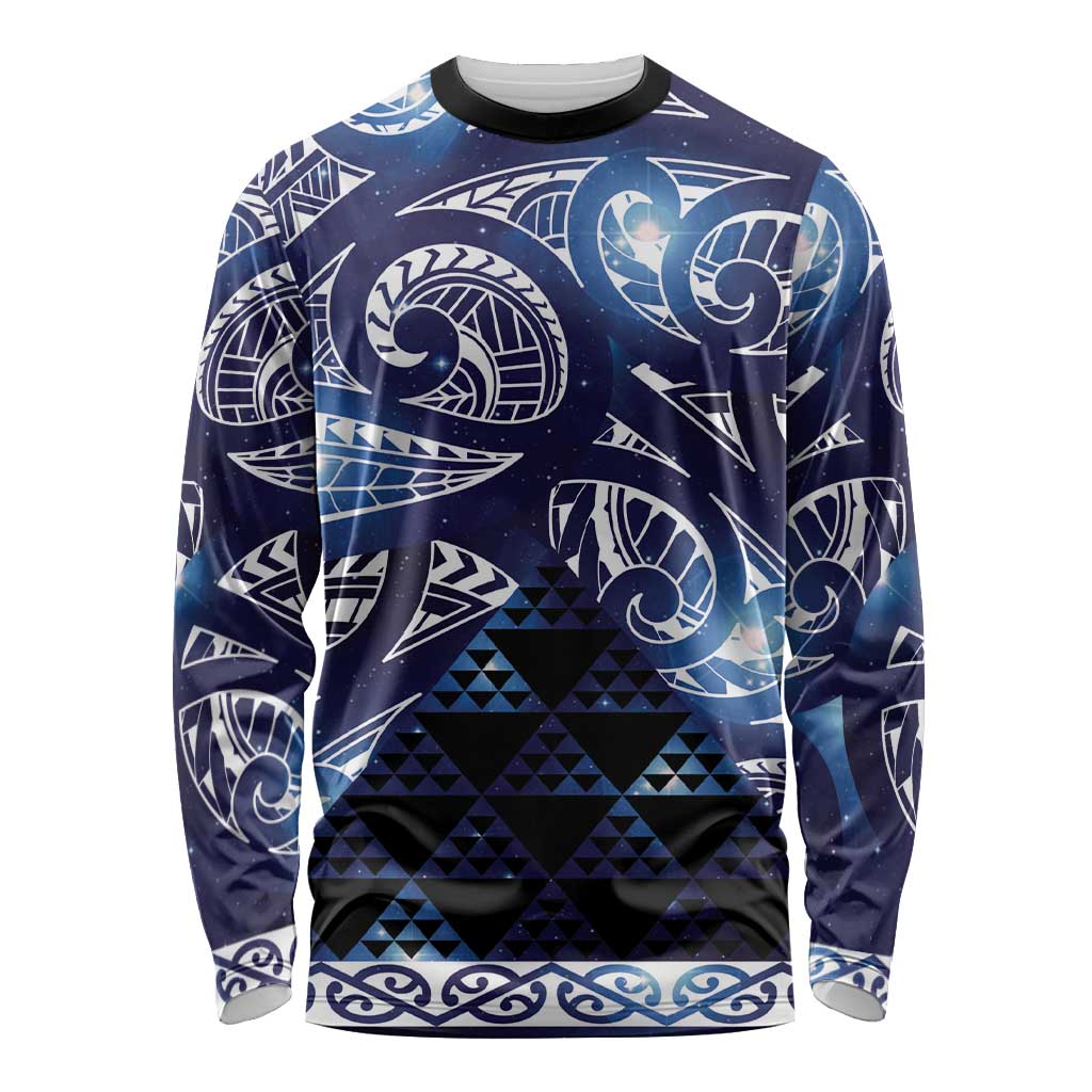 Matariki New Zealand Long Sleeve Shirt NZ Niho Taniwha Maori New Year Blue Galaxy LT14 Unisex Blue - Polynesian Pride