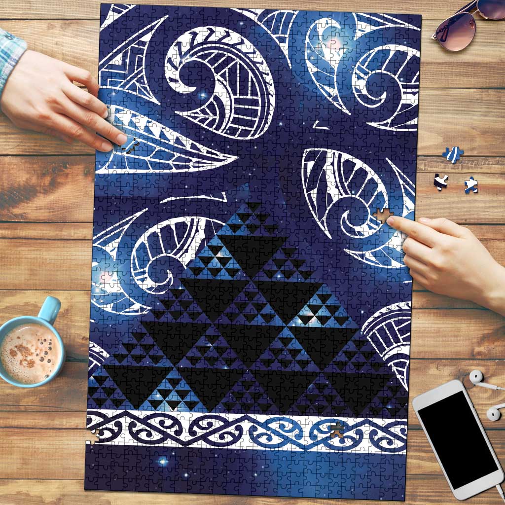 Matariki New Zealand Puzzle NZ Niho Taniwha Maori New Year Blue Galaxy LT14 Blue - Polynesian Pride