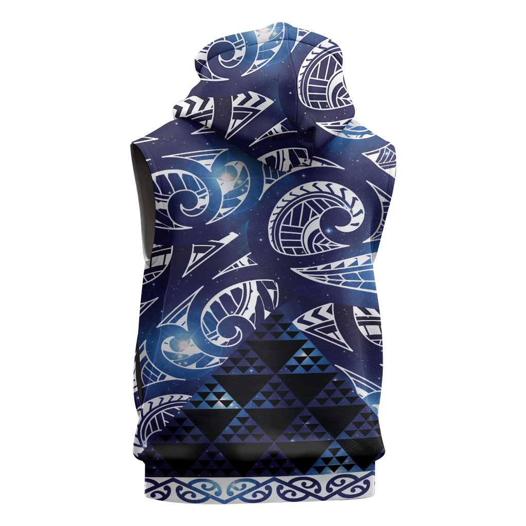 Matariki New Zealand Sleeveless Hoodie NZ Niho Taniwha Maori New Year Blue Galaxy LT14 - Polynesian Pride