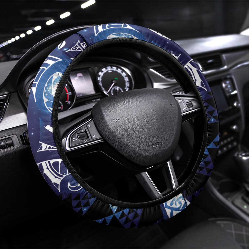 Matariki New Zealand Steering Wheel Cover NZ Niho Taniwha Maori New Year Blue Galaxy LT14 Universal Fit Blue - Polynesian Pride