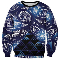 Matariki New Zealand Sweatshirt NZ Niho Taniwha Maori New Year Blue Galaxy LT14 Unisex Blue - Polynesian Pride