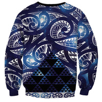 Matariki New Zealand Sweatshirt NZ Niho Taniwha Maori New Year Blue Galaxy LT14 - Polynesian Pride