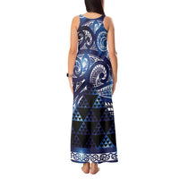 Matariki New Zealand Tank Maxi Dress NZ Niho Taniwha Maori New Year Blue Galaxy LT14 - Polynesian Pride