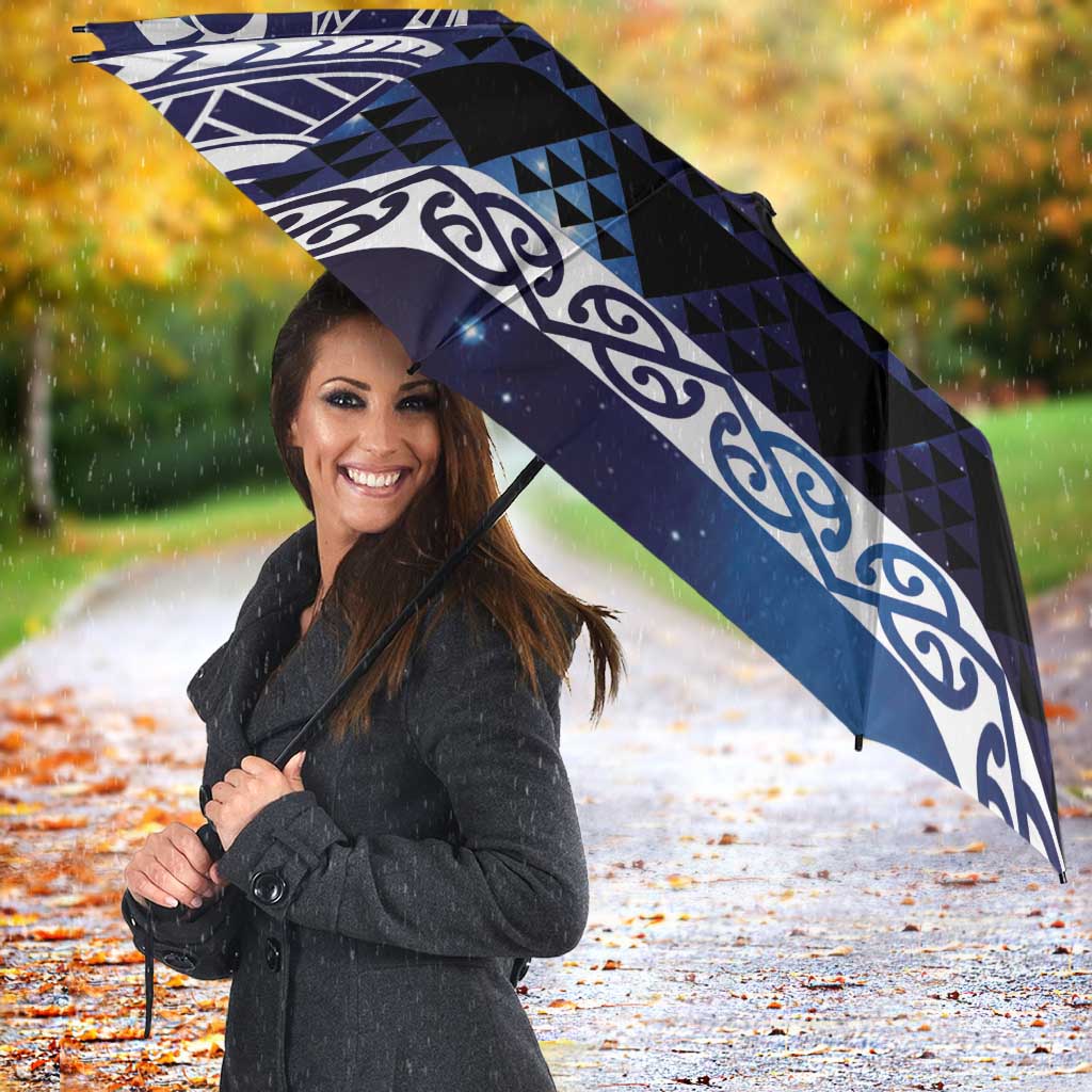 Matariki New Zealand Umbrella NZ Niho Taniwha Maori New Year Blue Galaxy