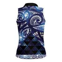 Matariki New Zealand Women Sleeveless Polo Shirt NZ Niho Taniwha Maori New Year Blue Galaxy