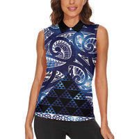 Matariki New Zealand Women Sleeveless Polo Shirt NZ Niho Taniwha Maori New Year Blue Galaxy