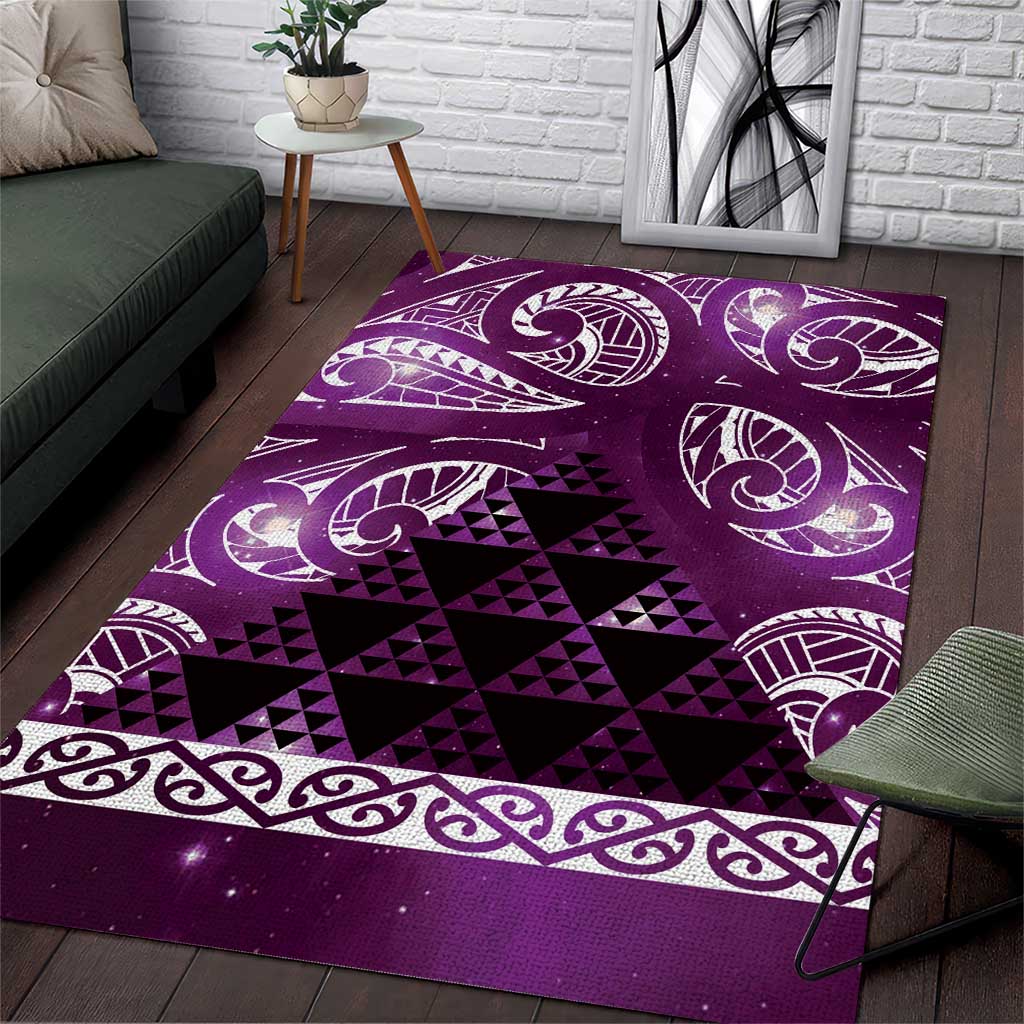 Matariki New Zealand Area Rug NZ Niho Taniwha Maori New Year Purple Galaxy LT14 Purple - Polynesian Pride