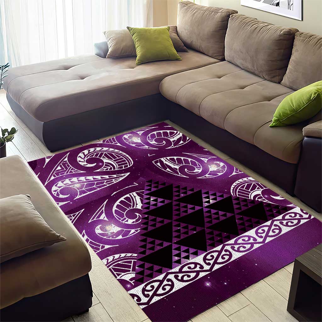Matariki New Zealand Area Rug NZ Niho Taniwha Maori New Year Purple Galaxy LT14 - Polynesian Pride