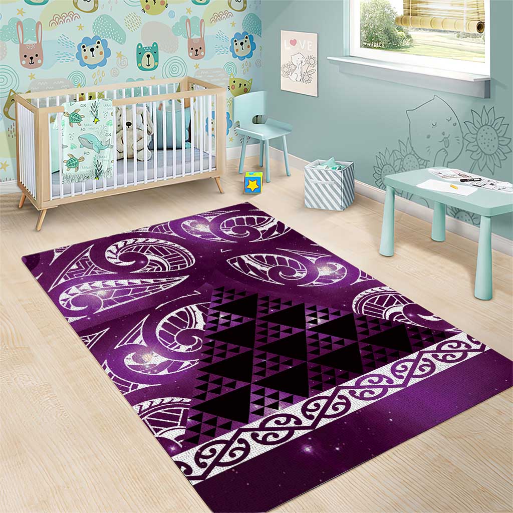 Matariki New Zealand Area Rug NZ Niho Taniwha Maori New Year Purple Galaxy LT14 - Polynesian Pride