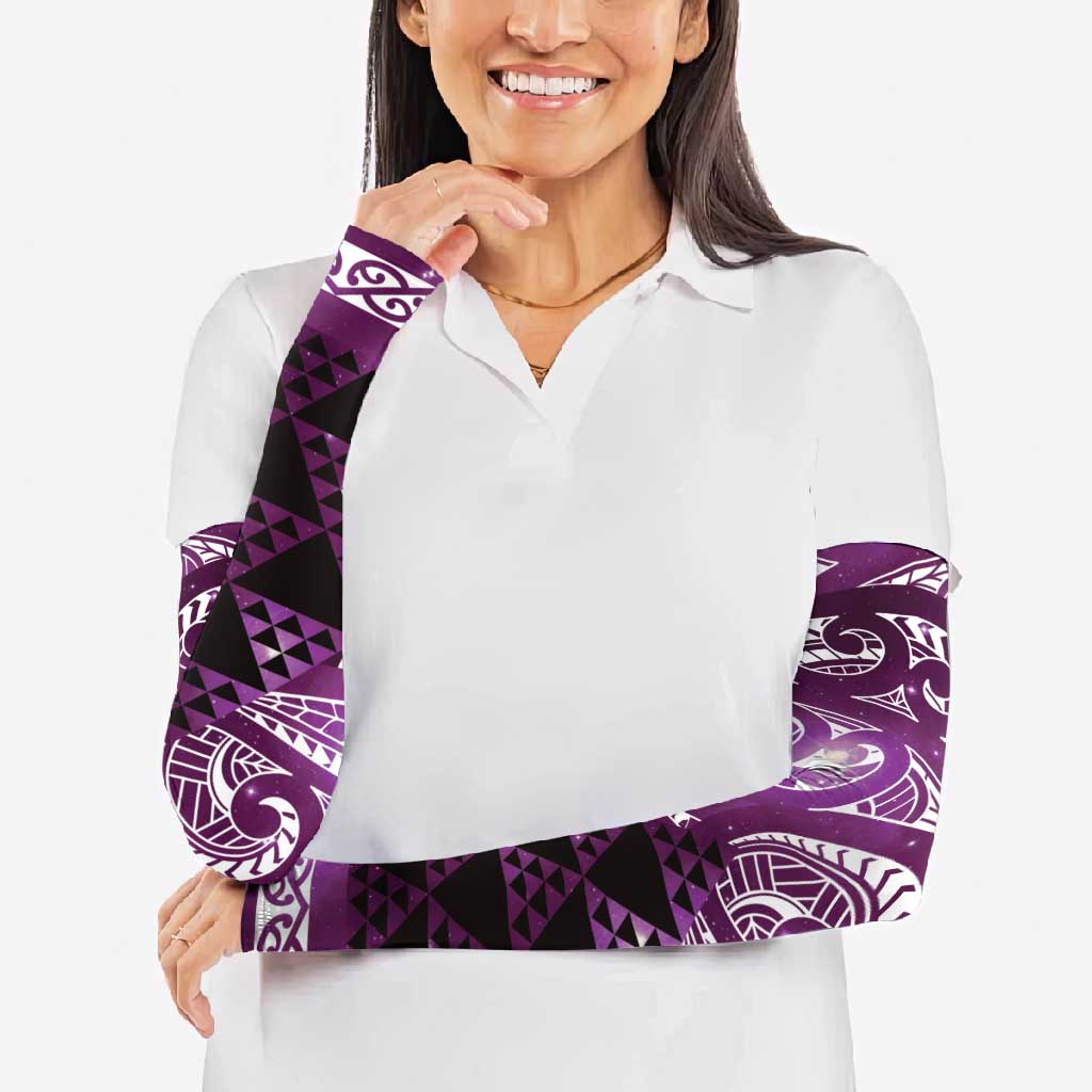 Matariki New Zealand Arm Sleeves NZ Niho Taniwha Maori New Year Purple Galaxy LT14 - Polynesian Pride