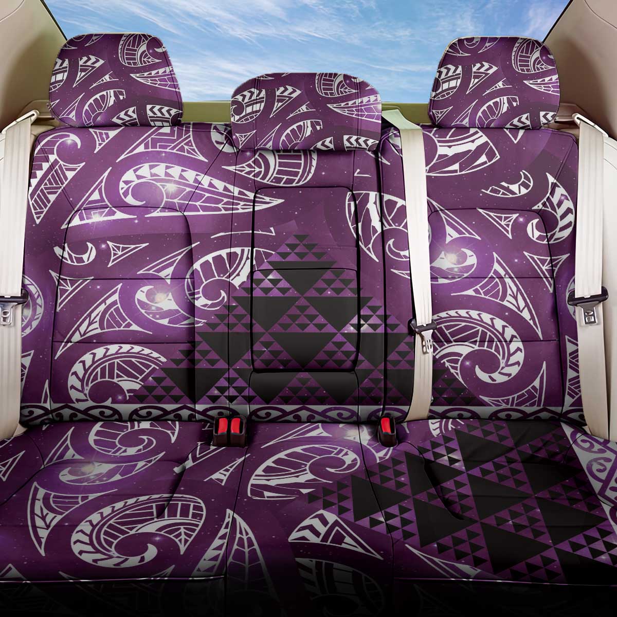 Matariki New Zealand Back Car Seat Cover NZ Niho Taniwha Maori New Year Purple Galaxy LT14 One Size Purple - Polynesian Pride