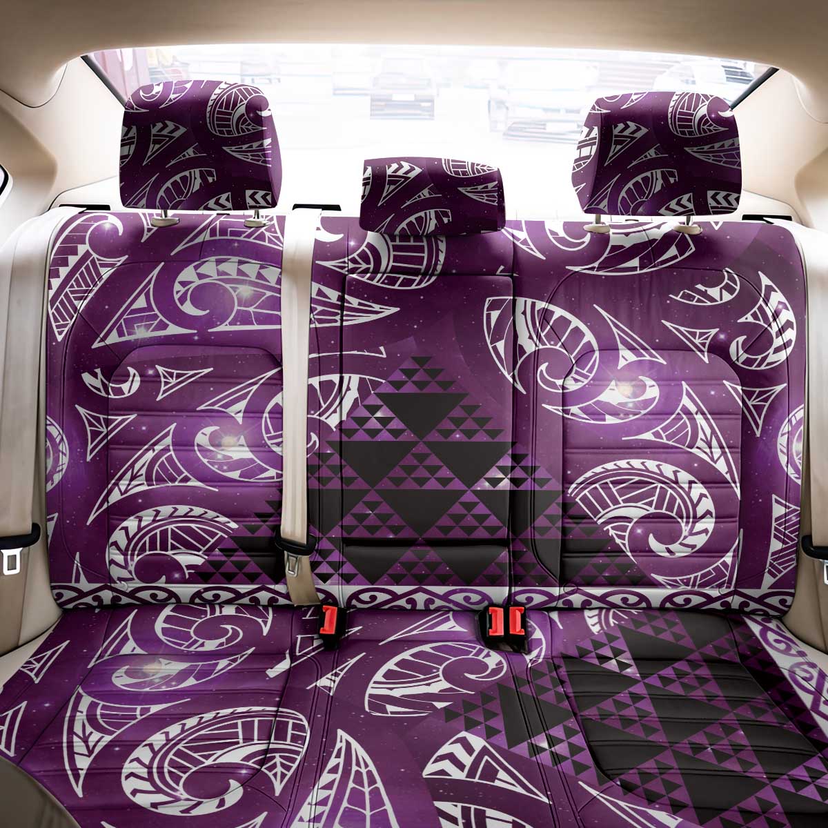 Matariki New Zealand Back Car Seat Cover NZ Niho Taniwha Maori New Year Purple Galaxy LT14 - Polynesian Pride