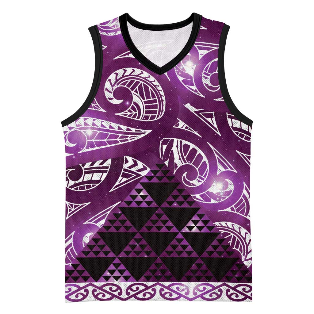 Matariki New Zealand Basketball Jersey NZ Niho Taniwha Maori New Year Purple Galaxy LT14 Unisex Purple - Polynesian Pride