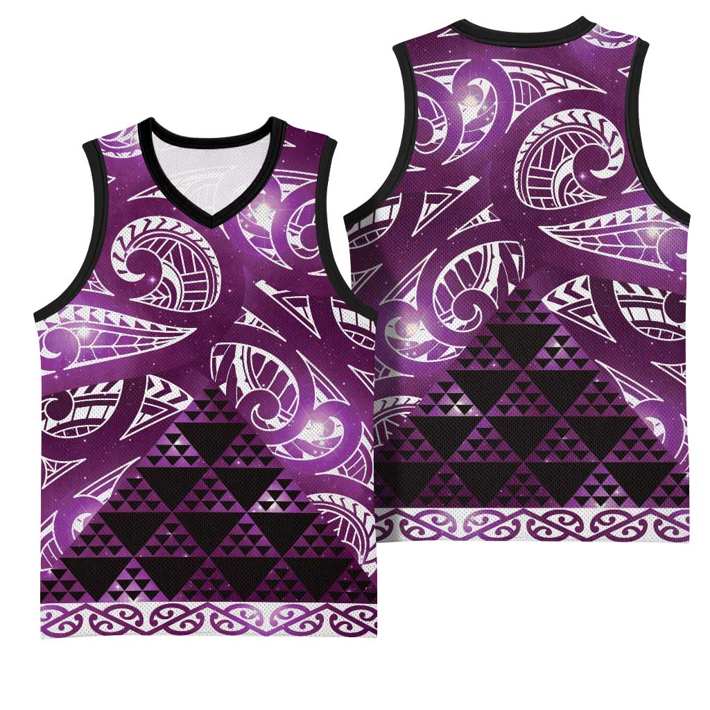Matariki New Zealand Basketball Jersey NZ Niho Taniwha Maori New Year Purple Galaxy LT14 - Polynesian Pride