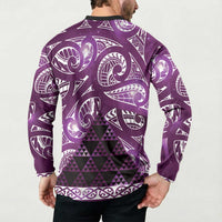 Matariki New Zealand Button Sweatshirt NZ Niho Taniwha Maori New Year Purple Galaxy