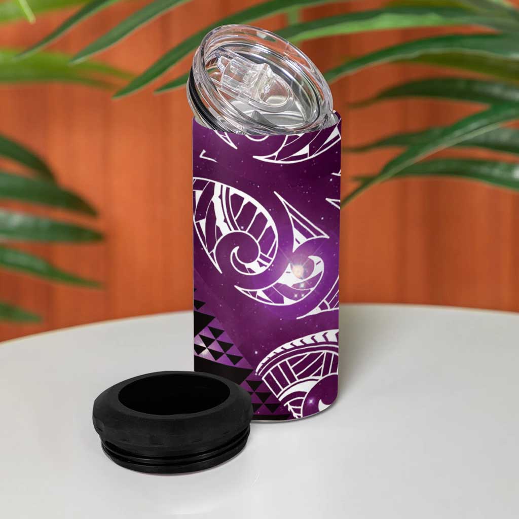Matariki New Zealand 4 in 1 Can Cooler Tumbler NZ Niho Taniwha Maori New Year Purple Galaxy LT14 - Polynesian Pride