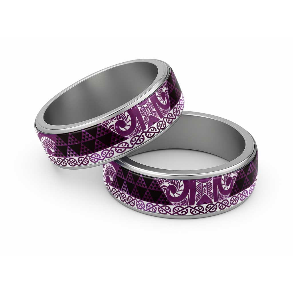 Matariki New Zealand Classic Ring NZ Niho Taniwha Maori New Year Purple Galaxy LT14 Sliver Purple - Polynesian Pride
