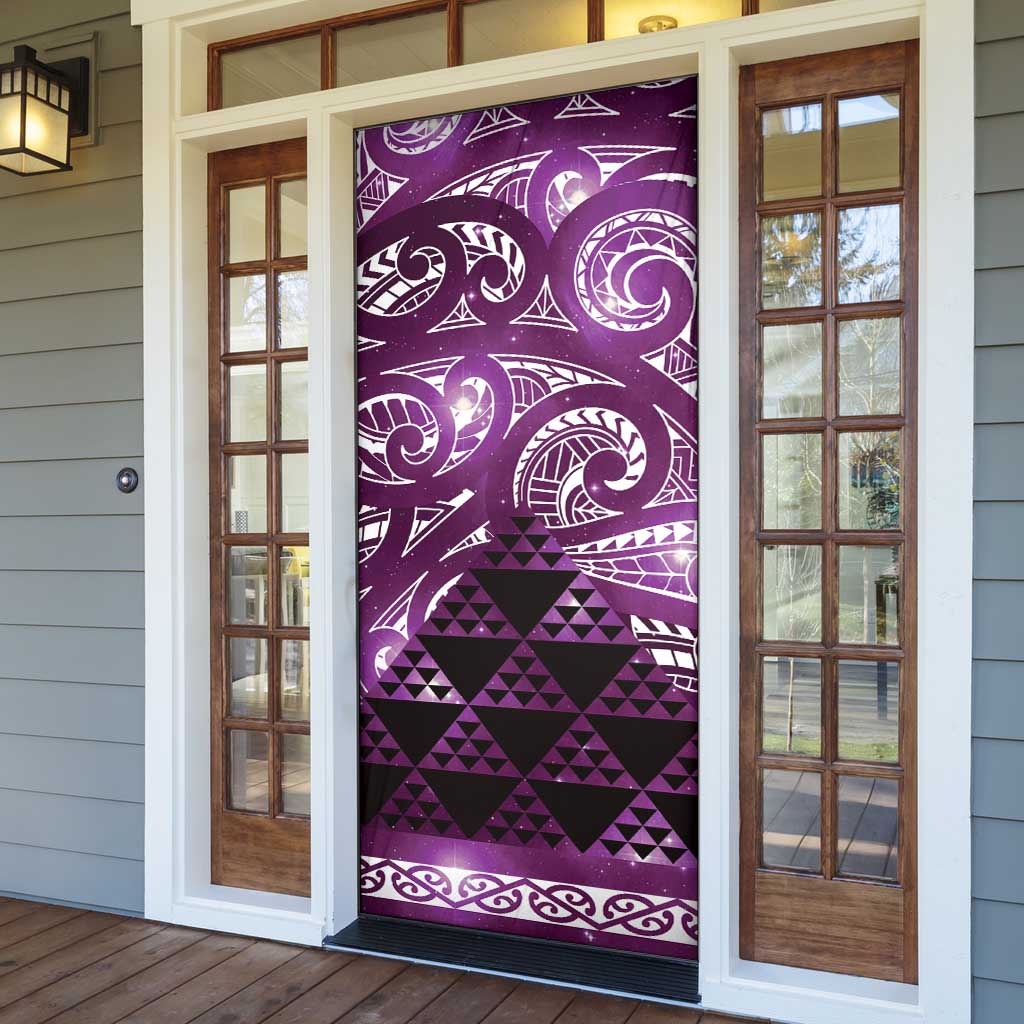 Matariki New Zealand Door Cover NZ Niho Taniwha Maori New Year Purple Galaxy LT14 - Polynesian Pride