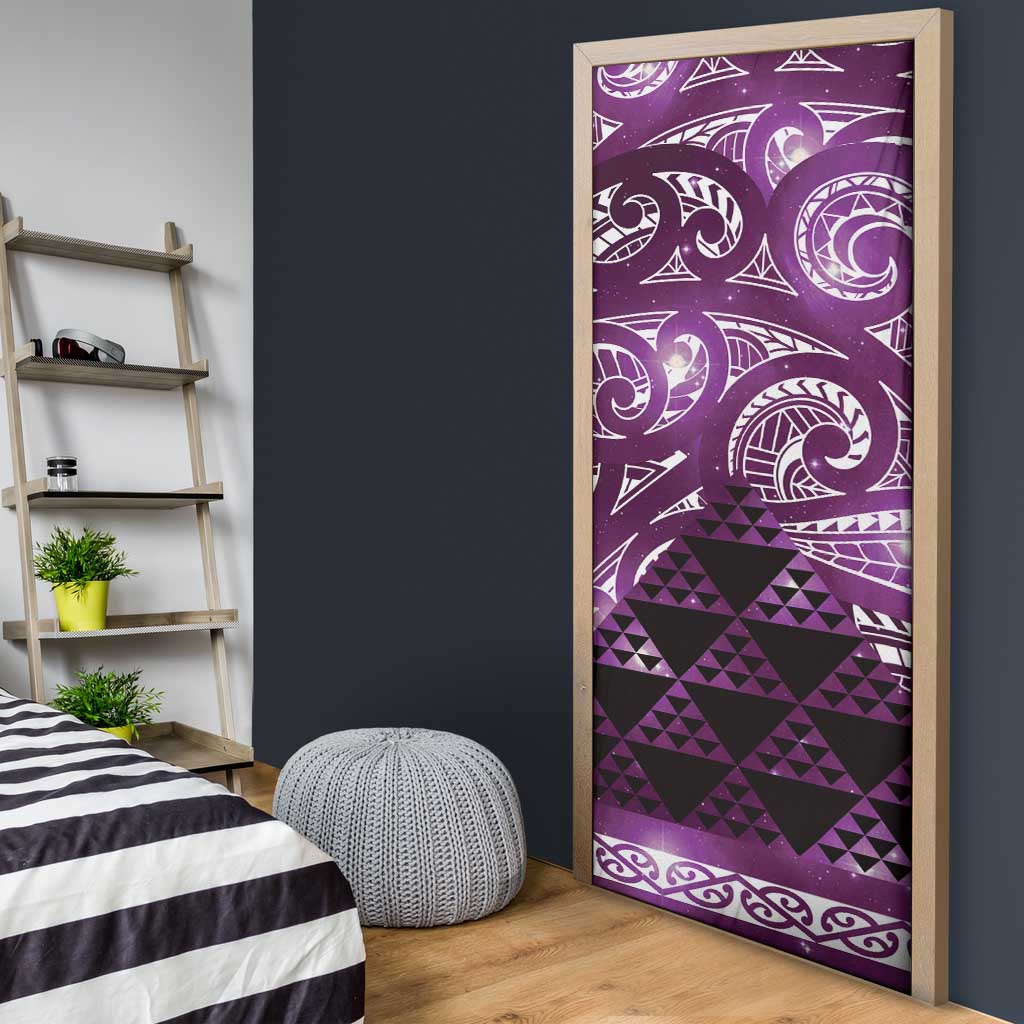 Matariki New Zealand Door Cover NZ Niho Taniwha Maori New Year Purple Galaxy LT14 - Polynesian Pride