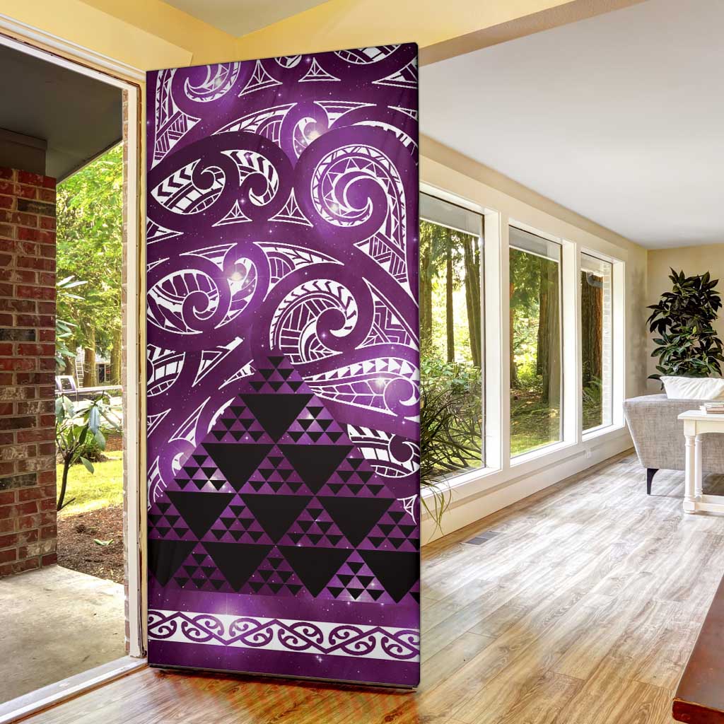 Matariki New Zealand Door Cover NZ Niho Taniwha Maori New Year Purple Galaxy LT14 - Polynesian Pride