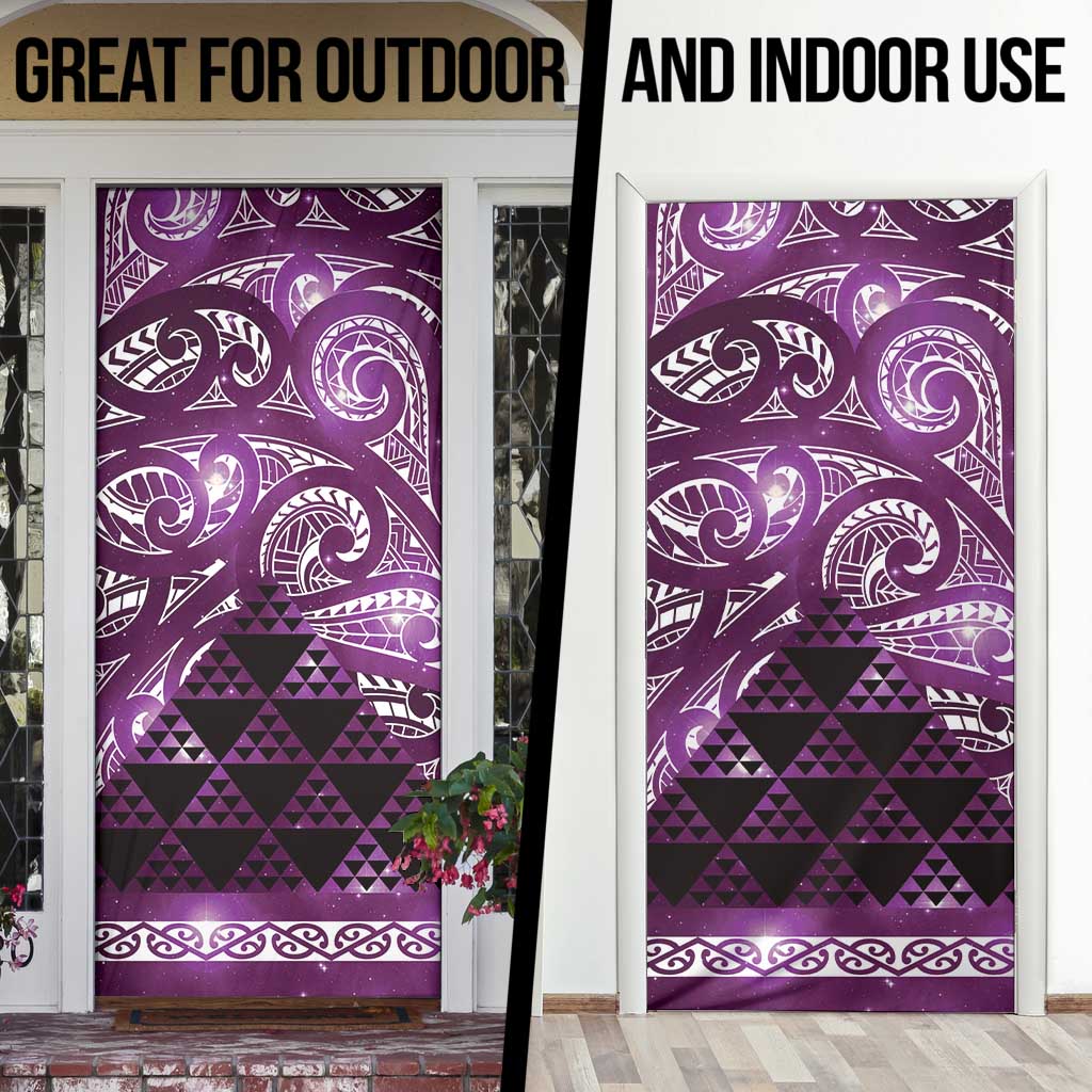 Matariki New Zealand Door Cover NZ Niho Taniwha Maori New Year Purple Galaxy LT14 - Polynesian Pride