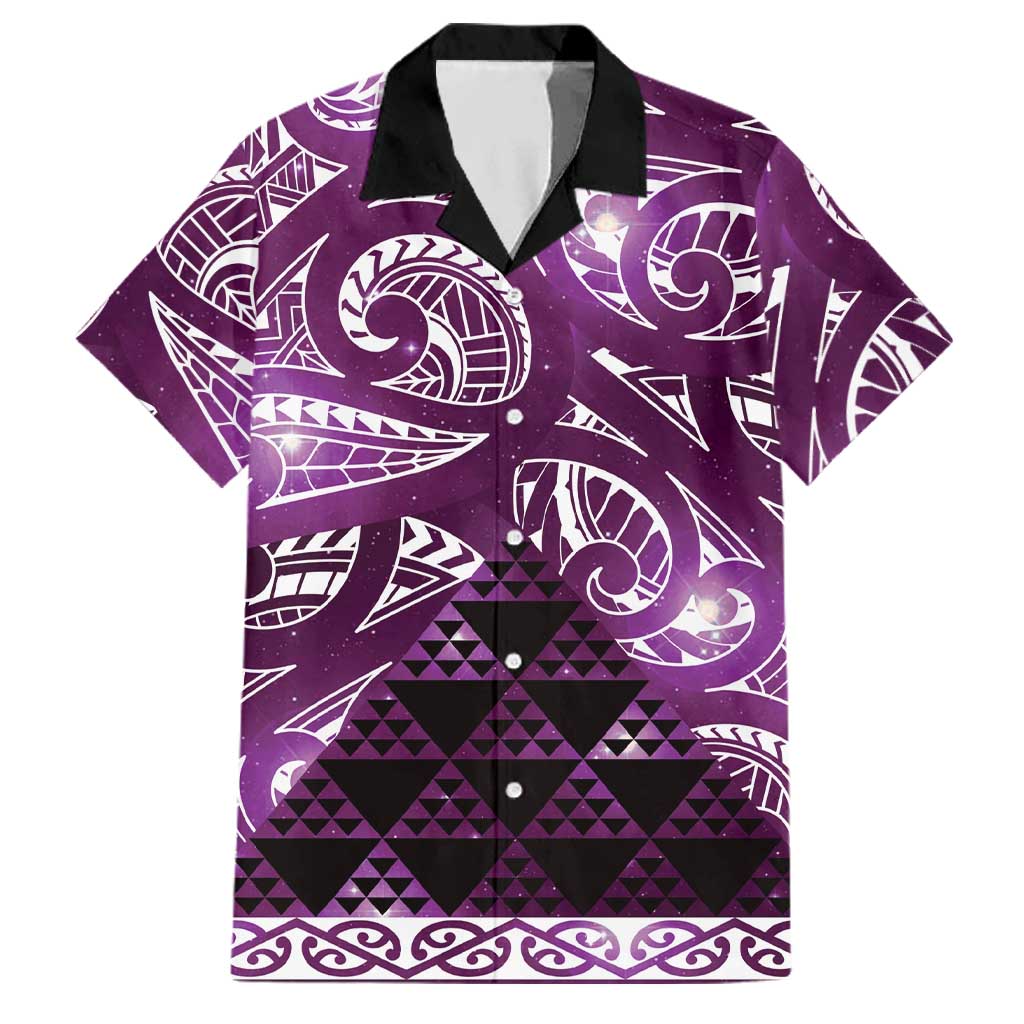 Matariki New Zealand Family Matching Mermaid Dress and Hawaiian Shirt NZ Niho Taniwha Maori New Year Purple Galaxy LT14 Dad's Shirt - Short Sleeve Purple - Polynesian Pride