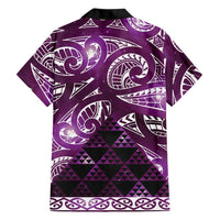 Matariki New Zealand Family Matching Off Shoulder Short Dress and Hawaiian Shirt NZ Niho Taniwha Maori New Year Purple Galaxy LT14 - Polynesian Pride