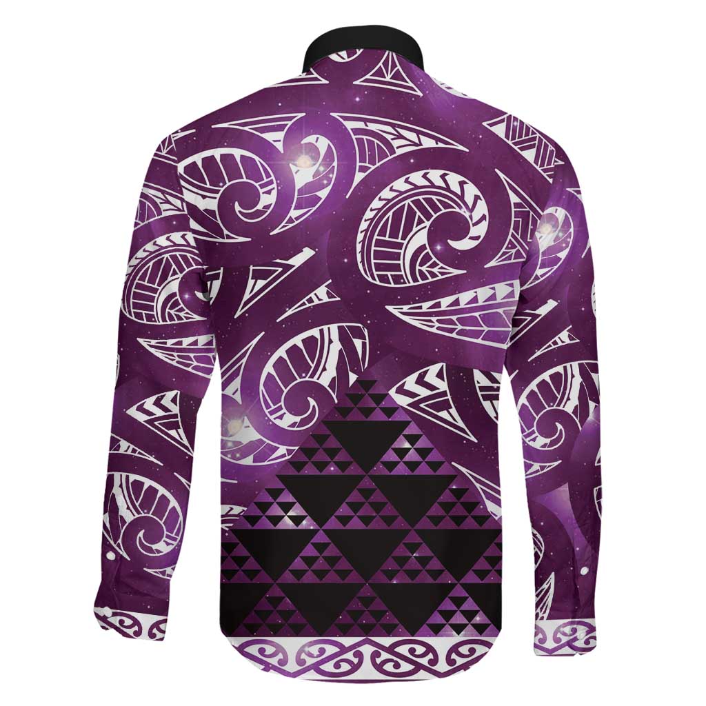 Matariki New Zealand Family Matching Short Sleeve Bodycon Dress and Hawaiian Shirt NZ Niho Taniwha Maori New Year Purple Galaxy LT14 - Polynesian Pride