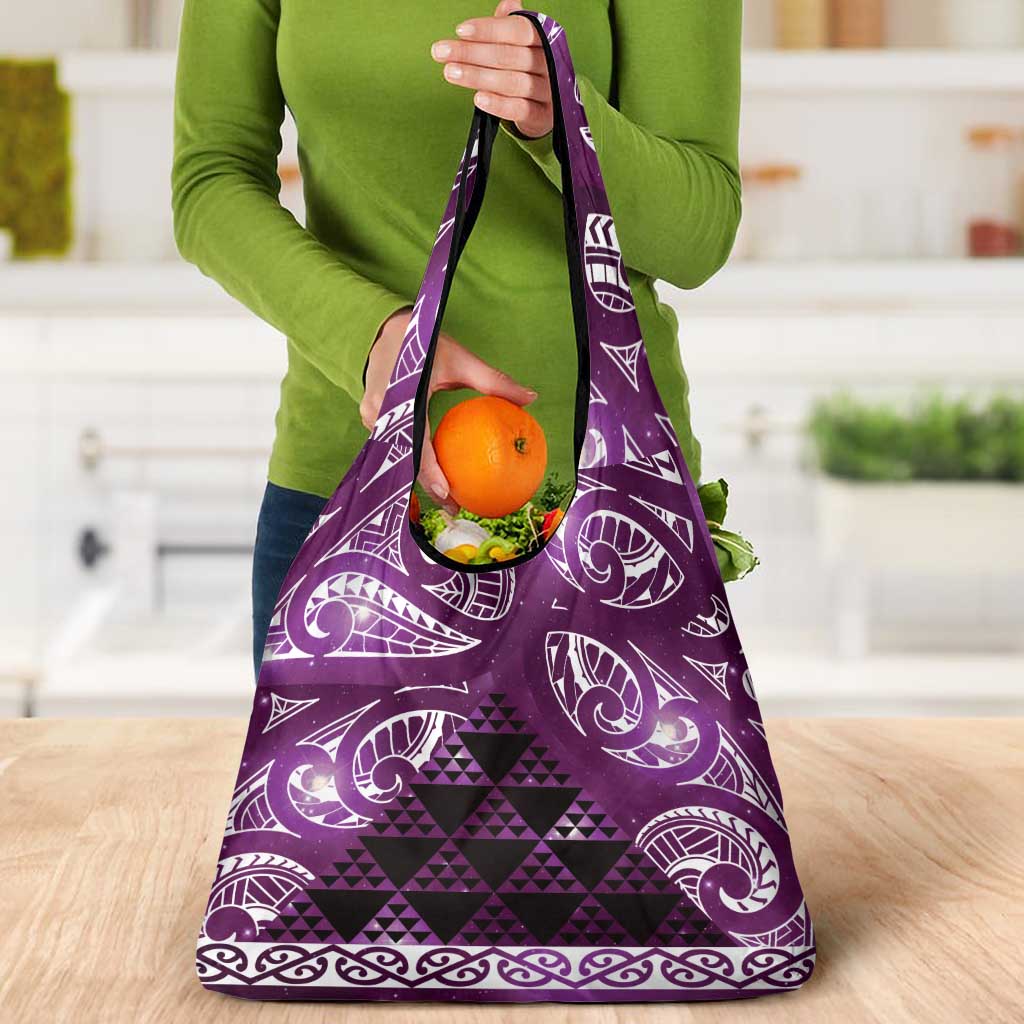Matariki New Zealand Grocery Bag NZ Niho Taniwha Maori New Year Purple Galaxy LT14 - Polynesian Pride