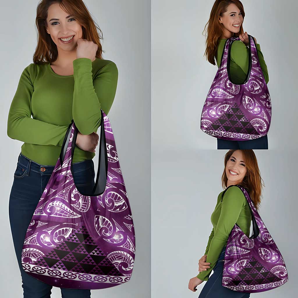 Matariki New Zealand Grocery Bag NZ Niho Taniwha Maori New Year Purple Galaxy LT14 - Polynesian Pride