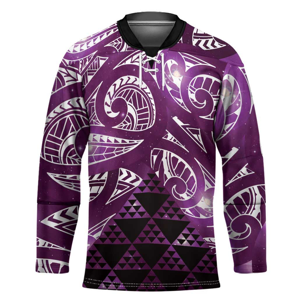 Matariki New Zealand Hockey Jersey NZ Niho Taniwha Maori New Year Purple Galaxy LT14 Unisex Purple - Polynesian Pride