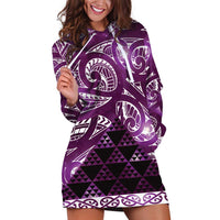 Matariki New Zealand Hoodie Dress NZ Niho Taniwha Maori New Year Purple Galaxy