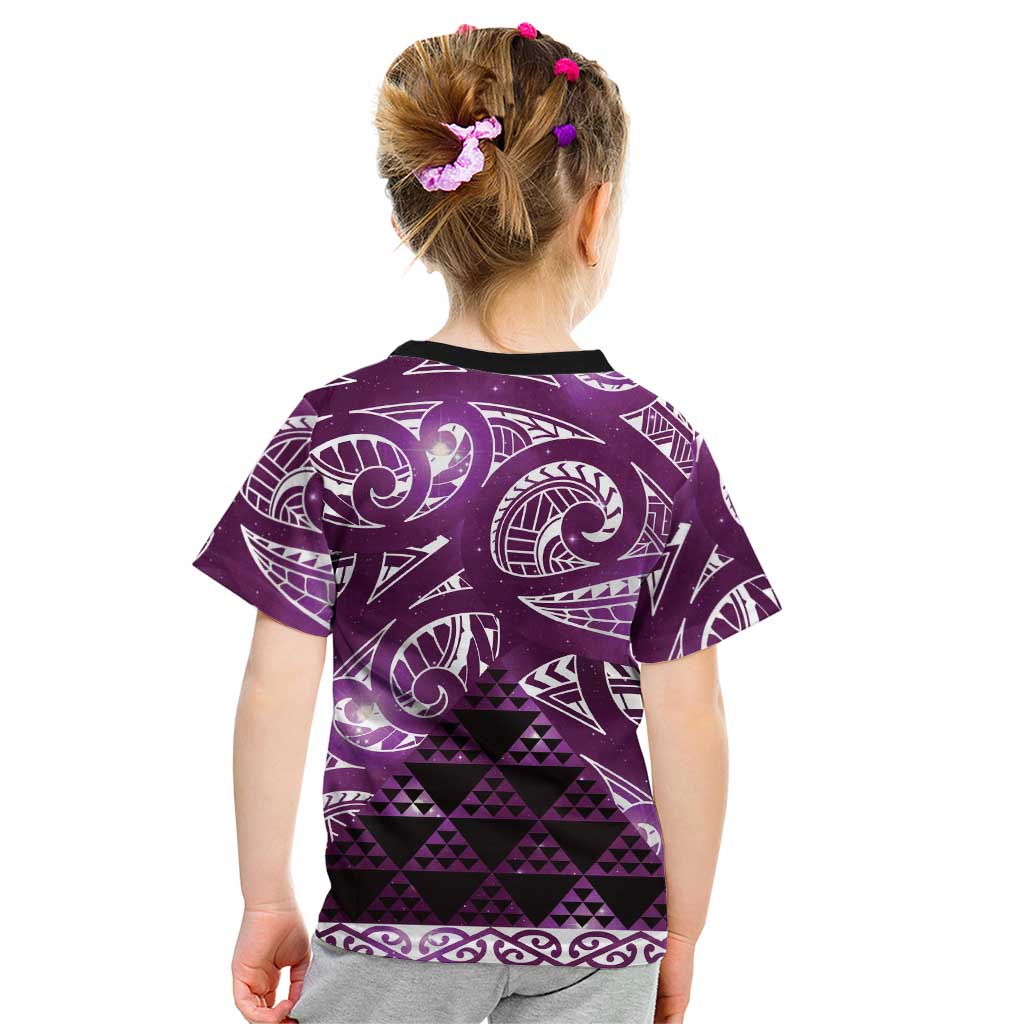 Matariki New Zealand Kid T Shirt NZ Niho Taniwha Maori New Year Purple Galaxy LT14 - Polynesian Pride