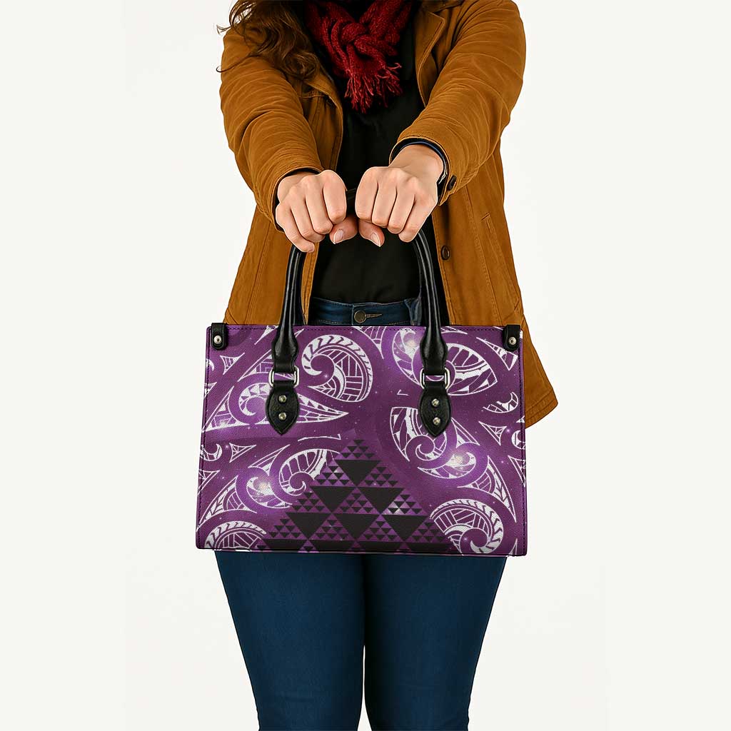 Matariki New Zealand Leather Bag NZ Niho Taniwha Maori New Year Purple Galaxy