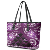 Matariki New Zealand Leather Tote Bag NZ Niho Taniwha Maori New Year Purple Galaxy LT14 - Polynesian Pride