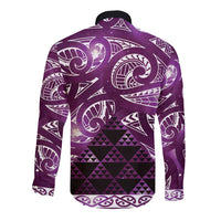 Matariki New Zealand Long Sleeve Button Shirt NZ Niho Taniwha Maori New Year Purple Galaxy LT14 - Polynesian Pride