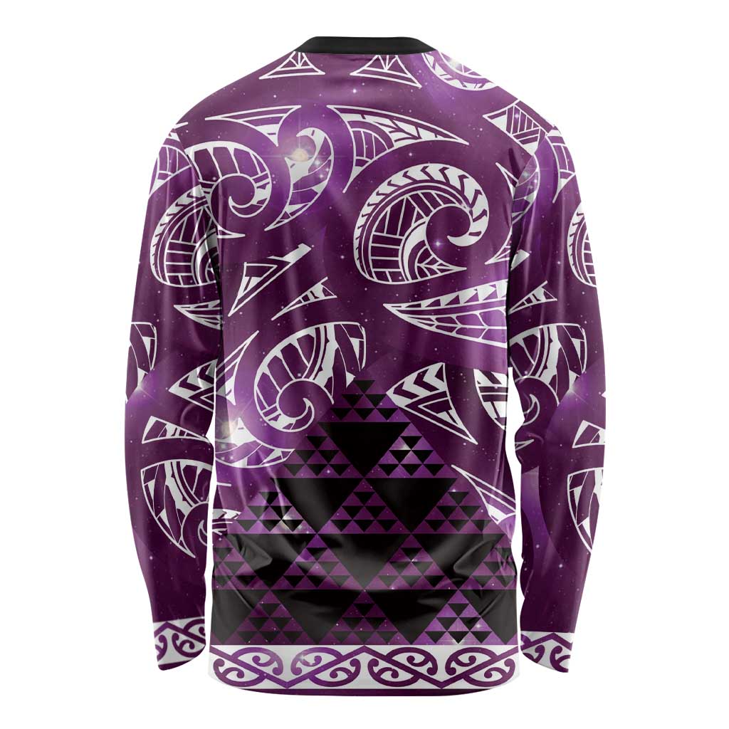 Matariki New Zealand Long Sleeve Shirt NZ Niho Taniwha Maori New Year Purple Galaxy LT14 - Polynesian Pride